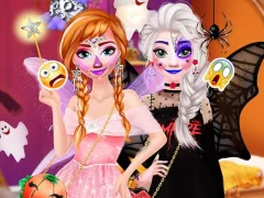 Cluiche Frozen Sisters Halloween Party ar líne