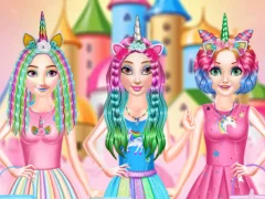 Princesses Rainbow Unicorn Hair Salon — free online game