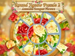 Round jigsaw Puzzle 2 - Assemble Bouquet flowers — free online game