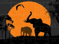 Elephant Silhouette Jigsaw — free online game