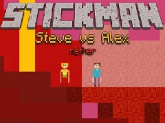 Xogo Stickman Steve vs Alex Nether en liña