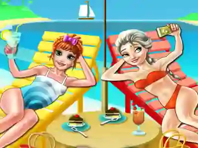 遊戲Elsa and Anna Beach Selfie在線