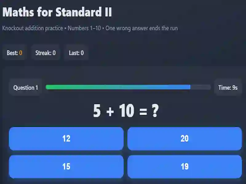 Maths for Standard II — free online game