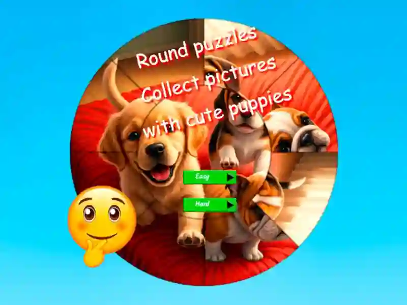 Round Jigsaw Puzzle Collect Pictures with Cute Puppies — free online game