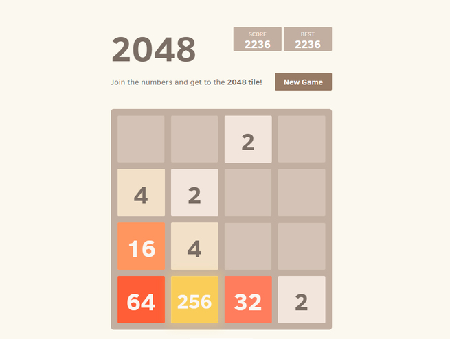 Игра 2048. Скриншот 3