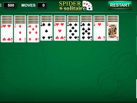 Игра Пасьянс Паук. Скриншот 2