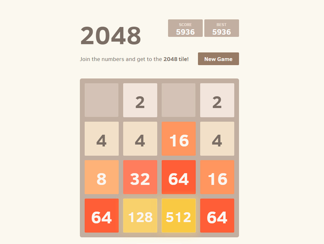 Игра 2048. Скриншот 4