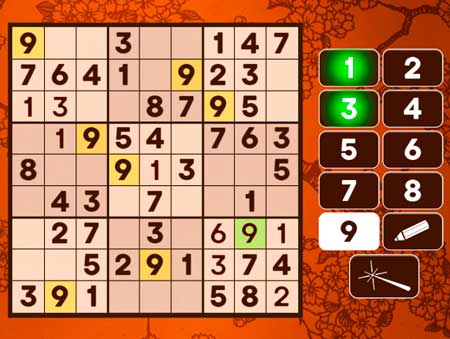 Игра Судоку онлайн. Скриншот 3