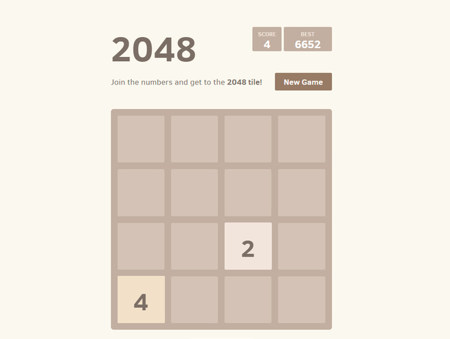 Игра 2048. Скриншот 1